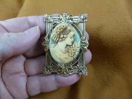 (CM7-56) Ringlets In Hair Girl Blue Ivory Cameo Pin Pendant Jewelry Brooch Nice - £23.03 GBP