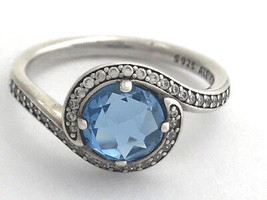 Authentic PANDORA Radiant Embellishments Blue Crystal Ring 190968NBS-50, 5 New - £45.55 GBP