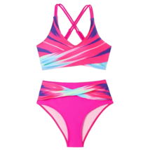 Gradient 2 ​Piece Bikini Swimsuits Size 14 (XXL) Criss-Cross Strap Neon ... - $18.00