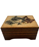 Vintage Reuge Wooden Kittens Music Box Cats Musical Switzerland Wood Hin... - €20,94 EUR