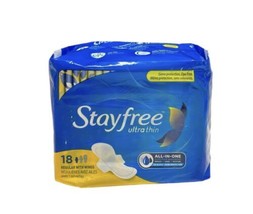 Stayfree Ultra Thin Regular Pads with Wings 18 Count Dye Free All In One - £18.45 GBP