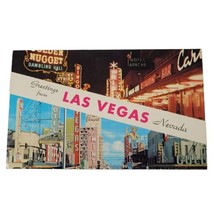 Greetings from Las Vegas Postcard Nevada Fremont Street Day Night Split Banner  - £3.18 GBP