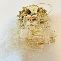 Vintage Large Victorian Santa Claus Head Christmas Ornament with Bells 7&quot; - £11.18 GBP