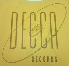 Vtg DECCA RECORDS Printed Paper Bag 78 RPM Shopping Bag  - £24.21 GBP