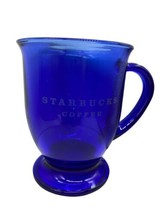 STARBUCKS Anchor Hocking Cobalt Blue Glass Pedestal Base 16oz Coffee Mug - $17.59