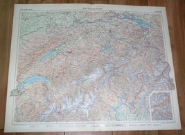 1955 Vintage Physical Map Of Switzerland Alps / Scale 1:550,000 - £30.93 GBP