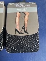 2x Sexy Black Fishnet Tights Pantyhose Halloween Work Costume Accessory Sz 1 - £10.25 GBP