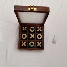 Handmade Tic Tac Toe Glass top, Sheesham Wood Coin &amp; Wood Brass Game Decorative - £42.84 GBP
