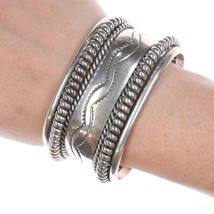 6.5&quot; Vintage Navajo Sterling twisted wire wide cuff bracelet - £272.03 GBP