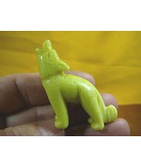 (Y-COY-ST-712) Yellow howling COYOTE JASPER wild dog gemstone carving FI... - $17.53