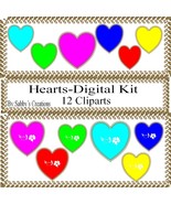 Hearts Digital Kit 1-Digtial Paper-Rose-Art Clip-Gift Tag-Jewelry-T shir... - $37.30 MXN