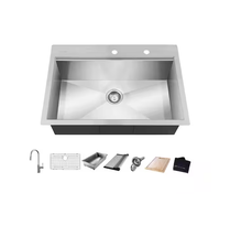 Glacier Bay Drop-in 18G Stainless Steel 27 in 2 Hole Single Bowl Kitchen... - £161.57 GBP
