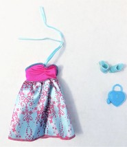 Mattel Barbie Boho Fashion Dress Pink &amp; Blue Party Dress, Shoes &amp; Purse - £9.41 GBP