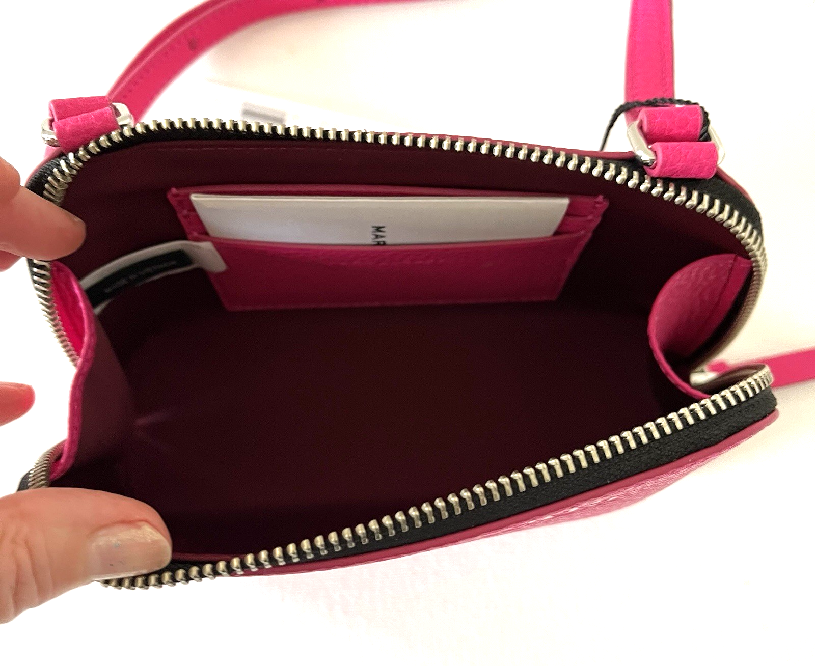 New Marc Jacobs Small Crossbody Pouch Pebble Leather Hot Pink Item image 5