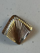 Vintage Ridged Goldtone Fan Scarf Clip – 1 and 5/8th’s x 1.5 inches – VE... - $11.29
