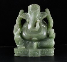 Lord Ganesha Statue 8&quot; 22700 Cts Natural Indian Green Jade Gemstone Home... - £478.44 GBP
