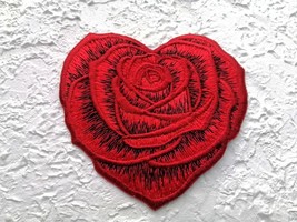Embroidered Iron On patch. Rose Heart Patch. - $11.30+