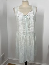 Vtg Monique M Mint Green Lace Collar Sheer Summer Babydoll Nightgown USA - $29.63