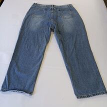 High Rise Women's Blue Cotton Blend Front Leg Frayed Denim Jeans Size XL (32×24) image 2