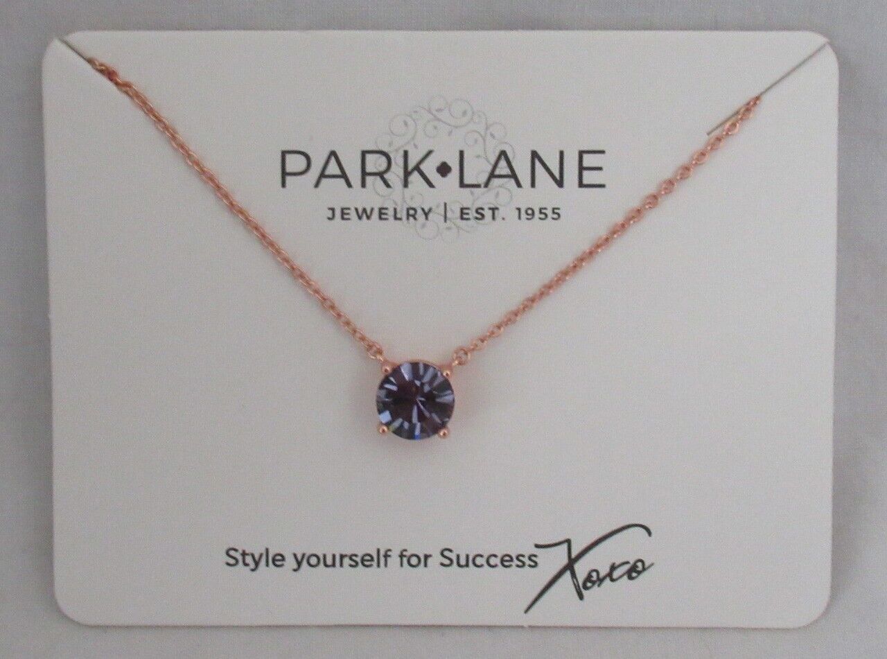 PARK LANE Impression Necklace PURPLE PASSION Crystal Pendant ROSE GOLD finish - £53.39 GBP