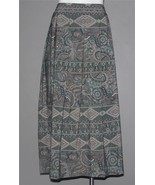 VTG Koret Sage Paisley Medallion Diamonds Pleated Top Wide Band Skirt Wm... - $30.07 CAD