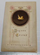 Rare 1910 Pincushion Postcard Joyous Easter Satchet Posted Gold Bird Unglued - £6.83 GBP
