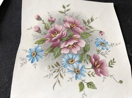 M100 - Ceramic Waterslide Vintage Decal - 1 Pink and Blue Flowers - 4.75&quot; - $2.75