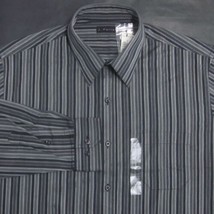 J. Ferrar Nwt Long Sleeve Black Dobby Stripe Dress Shirt Mens Large (16 -16.5) - £18.73 GBP