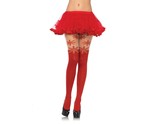 Sheer Thigh Snowflake Pantyhose Red Tights Hose Snow Queen Winter Fairy ... - $9.95