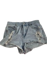 Pacsun Womens Shorts Sz 28 High Rise Festival Distressed Denim Cotton Roll Cuff - £22.58 GBP