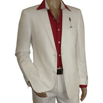 Adolfo Men's Linen Suit summer suit Breathable and comfortable C500 White image 2