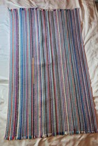 Vintage Rag Rug Handwoven Cottagecore Rainbow Multi-Colored 40&quot; x 23.5&quot; 1970s - £40.30 GBP