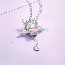 Sanrio Kuromi Cute Flapping Wing Dainty Pendant Necklace - $373.63 MXN
