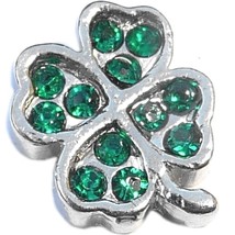 Four Leaf Clover With Stones Floating Locket Charm - $2.42