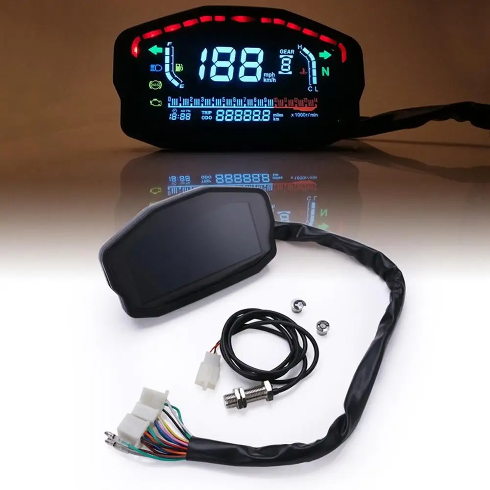 Motorcycle Universal LED LCD Speedometer Digital Backlight Odometer  1,2,4 Cylin - £201.03 GBP