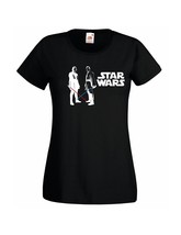 Womens Star Wars T-Shirt; Obi Wan Kenobi & Anakin Skywalker with saber Tshirt - £19.77 GBP