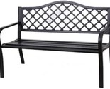 Black Powder-Coated Steel Framed Outdoor Park Bench Seating, Or Walking ... - £111.66 GBP