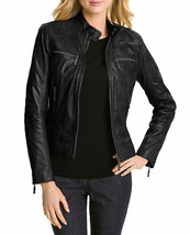 New Women&#39;s Genuine Lambskin Motorcycle Real Leather Slim fit Biker Jacket - $109.99