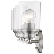 Modern Silver Wall Sconce with Four Clear Glass Shades | 10"x31" - $462.81 CAD
