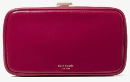 NWB Kate Spade Tonight Crinkle Patent Leather X-body Raspberry Clutch Gift Bag - £58.47 GBP