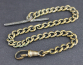 antique pocket watch chain BRASS t-bar 10&quot; - £47.18 GBP