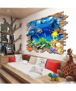 Sea World Wall Stickers The underwater Room Decal Wallpaper Removable 3D - $29.41 CAD