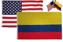 K&#39;s Novelties Set of 2 Flags with Pin USA &amp; Colombia Country 2x3 2&#39;x3&#39; Flag &amp; La - £7.09 GBP