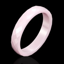 New 4mm Light Pink Black White Beautiful Hand Cut Ceramic Ring For Woman Top Qua - £6.78 GBP