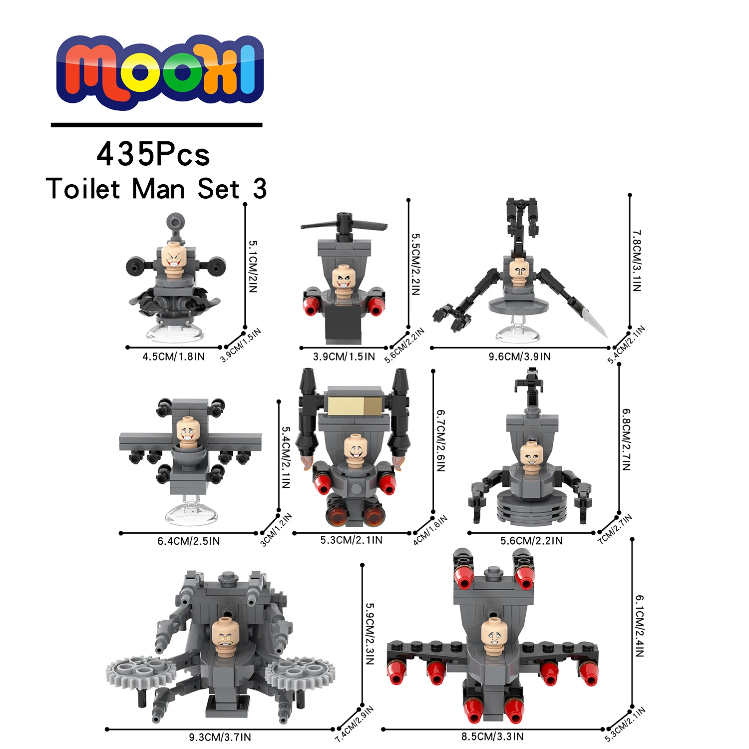 MOC1373 Skibidi Toliet Man Set 3 Prankish Game Action Figure Creative Building - £21.22 GBP