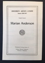 Marian Anderson Concert Program Northrop University of Minnesota 1946-47... - $20.00