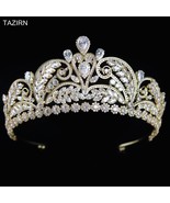 2021 Cubic Zirconia CZ Tall Wedding Crown Zircon Bridal Tiaras Pageant H... - £116.46 GBP