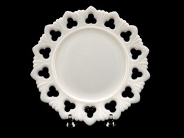 Kemple Milk Glass 6 1/2  Bread Plate, Open Lace Shamrock Pattern, Vintag... - $19.55