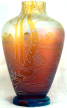Antique Czech Art Glass Cameo Vase Nice Scenery Beyermann circa 1912 - 1915 - £240.34 GBP