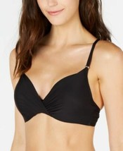 MSRP $68 Calvin Klein Pleated Underwire Bikini Top Black Size Small - £13.06 GBP